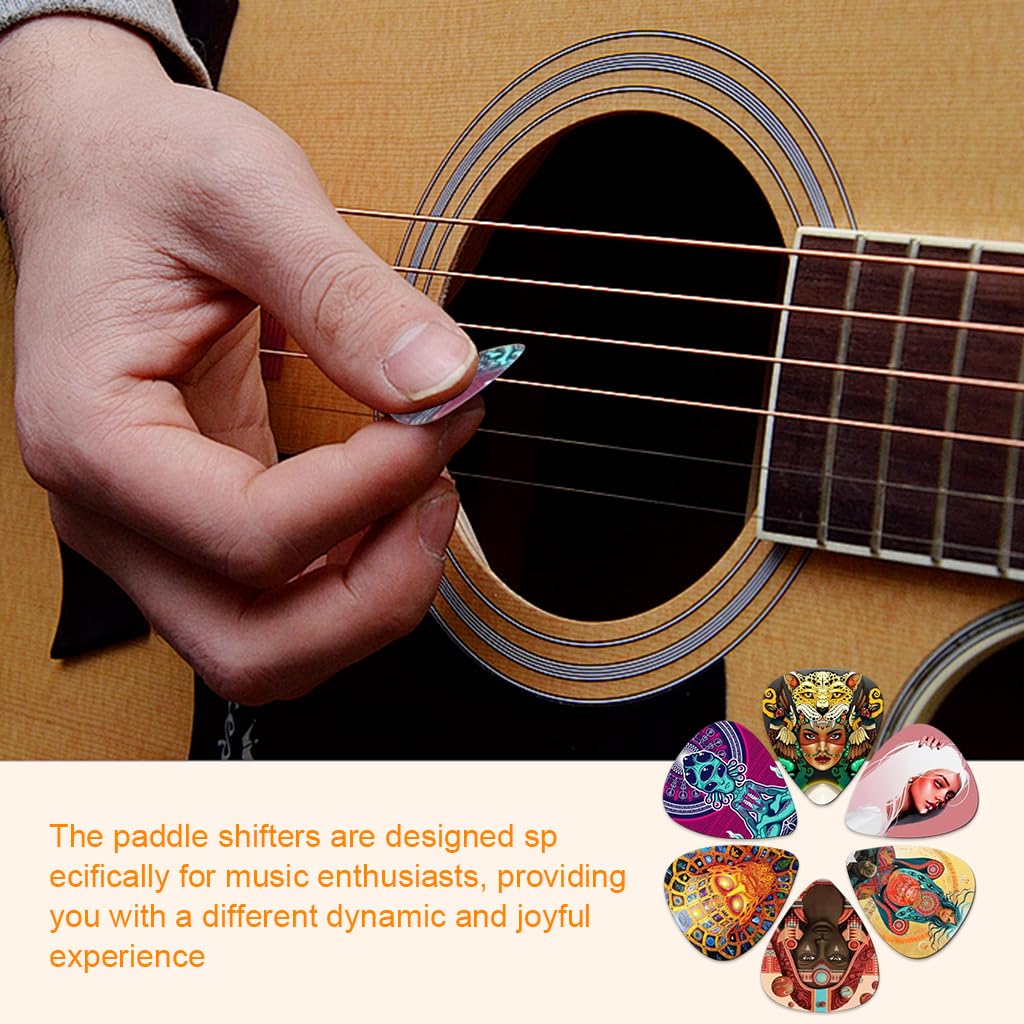 ZIBUYU Guitar Picks for Acoustic Electric and Bass with 12 Rock Designs PVC Set 0.46–1mm