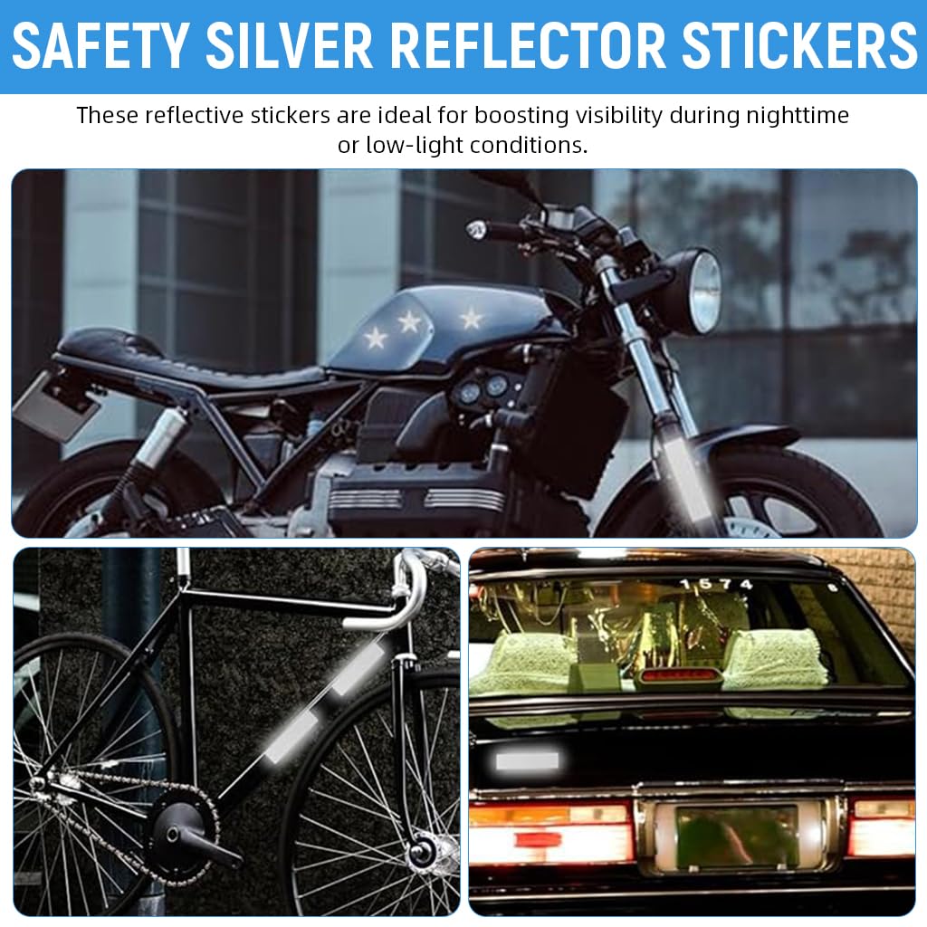 Proberos Reflective Stickers for Cycling with 42 Multi Shapes Silver Decals | Waterproof