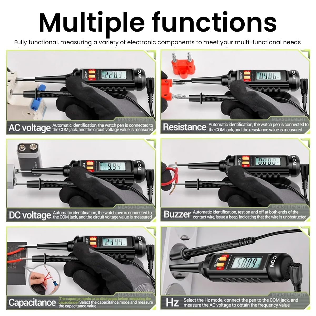 Serplex® Voltage Multimeter Digital Multimeter 4000 Count AC/DC Voltage Tester, Current Meter, Voltmeter with LCD Digital Display & LED Light, Safe NVC Non Contact (NO BATTERY)