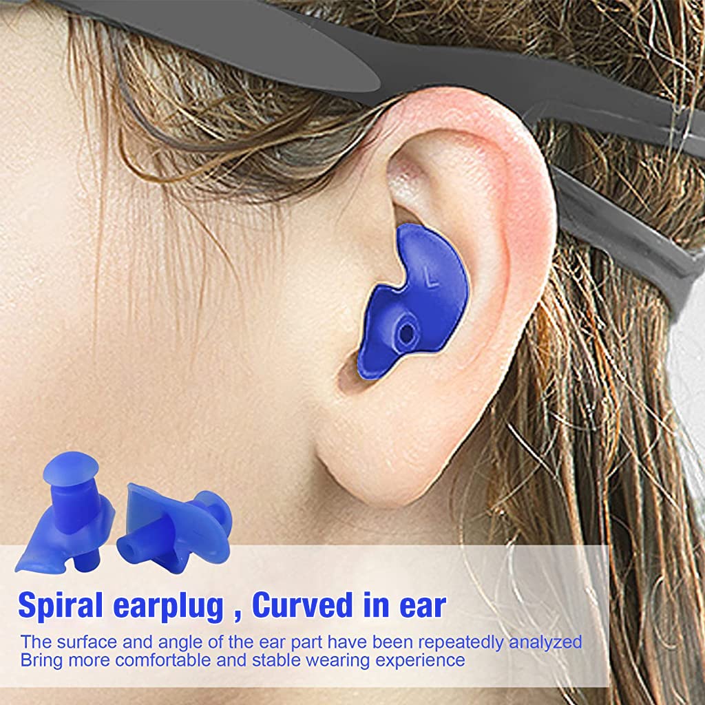Proberos Ear Plugs and Nose Clip Set for Swimming with 30mm Ear Plugs & 3D Ergonomic Design | Soft Silicone for Adults