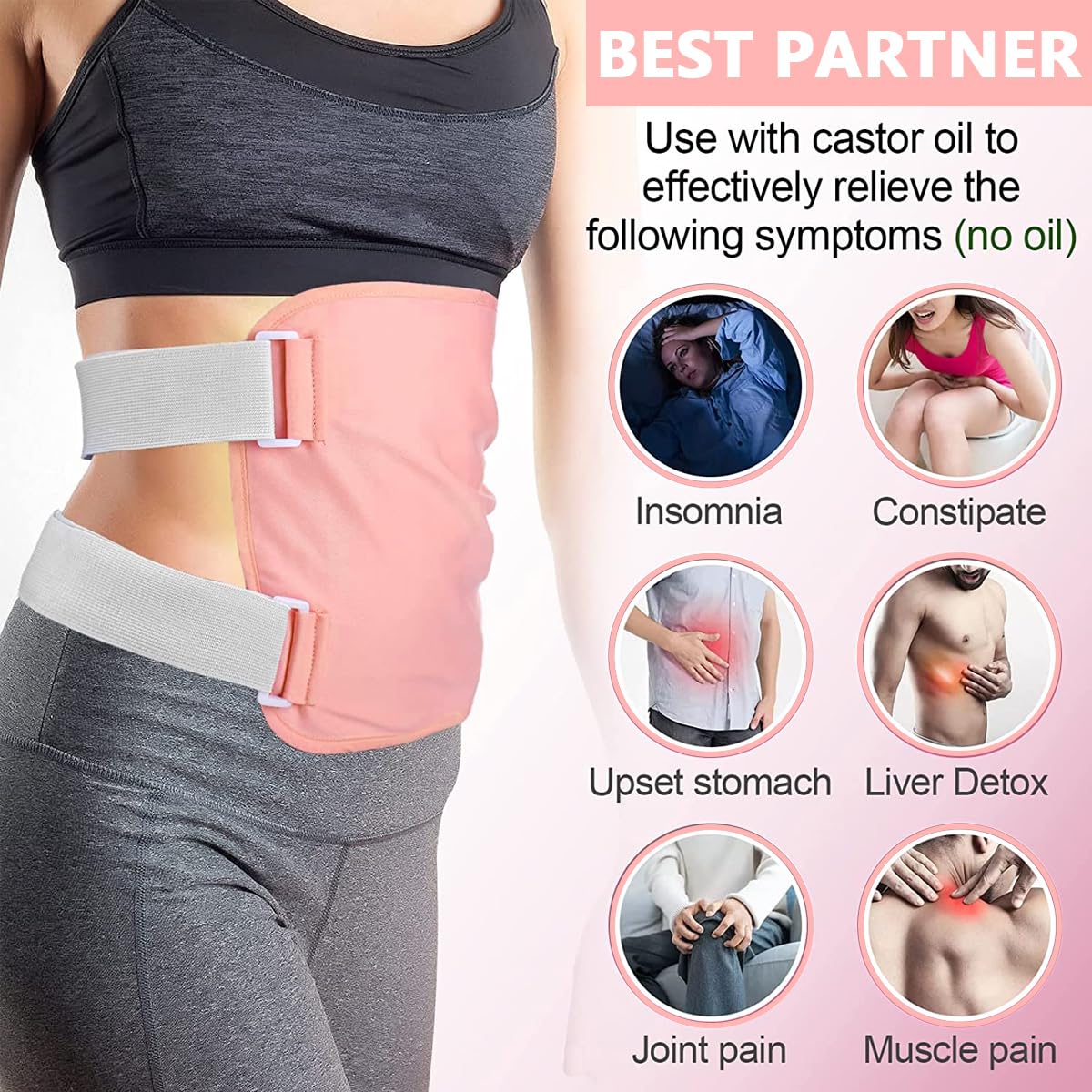 HANNEA Castor Oil Pack for Liver Detox with Zipper Pocket and Adjustable Strap | Reusable Flannel Wrap