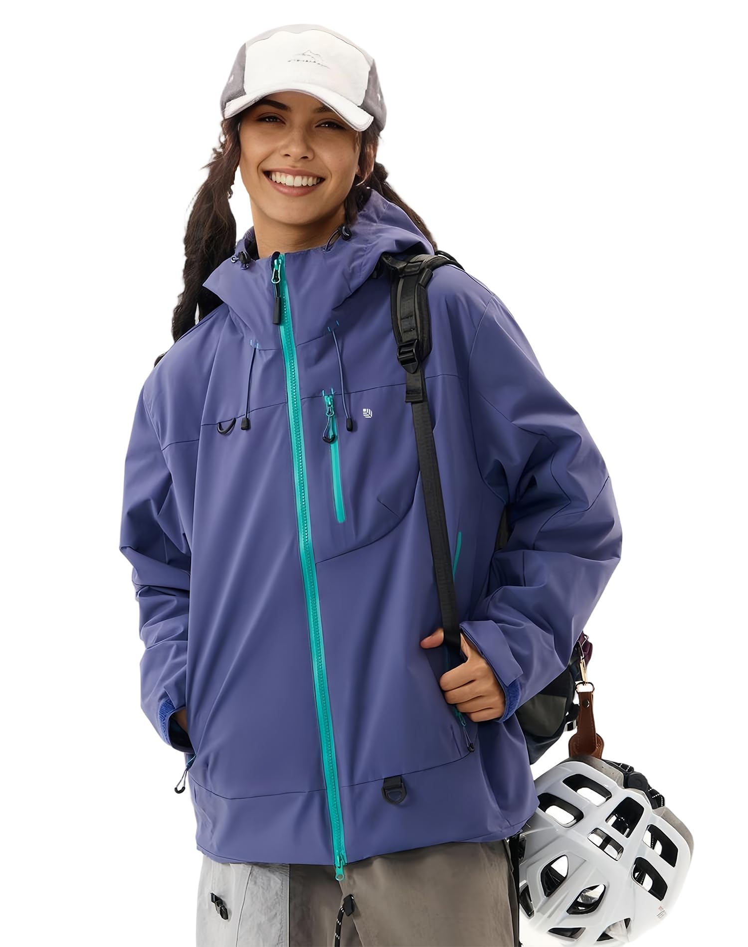 Venzina Women's Waterproof Jacket for Travel and Daily Commute with Color Block Design | Purple XL