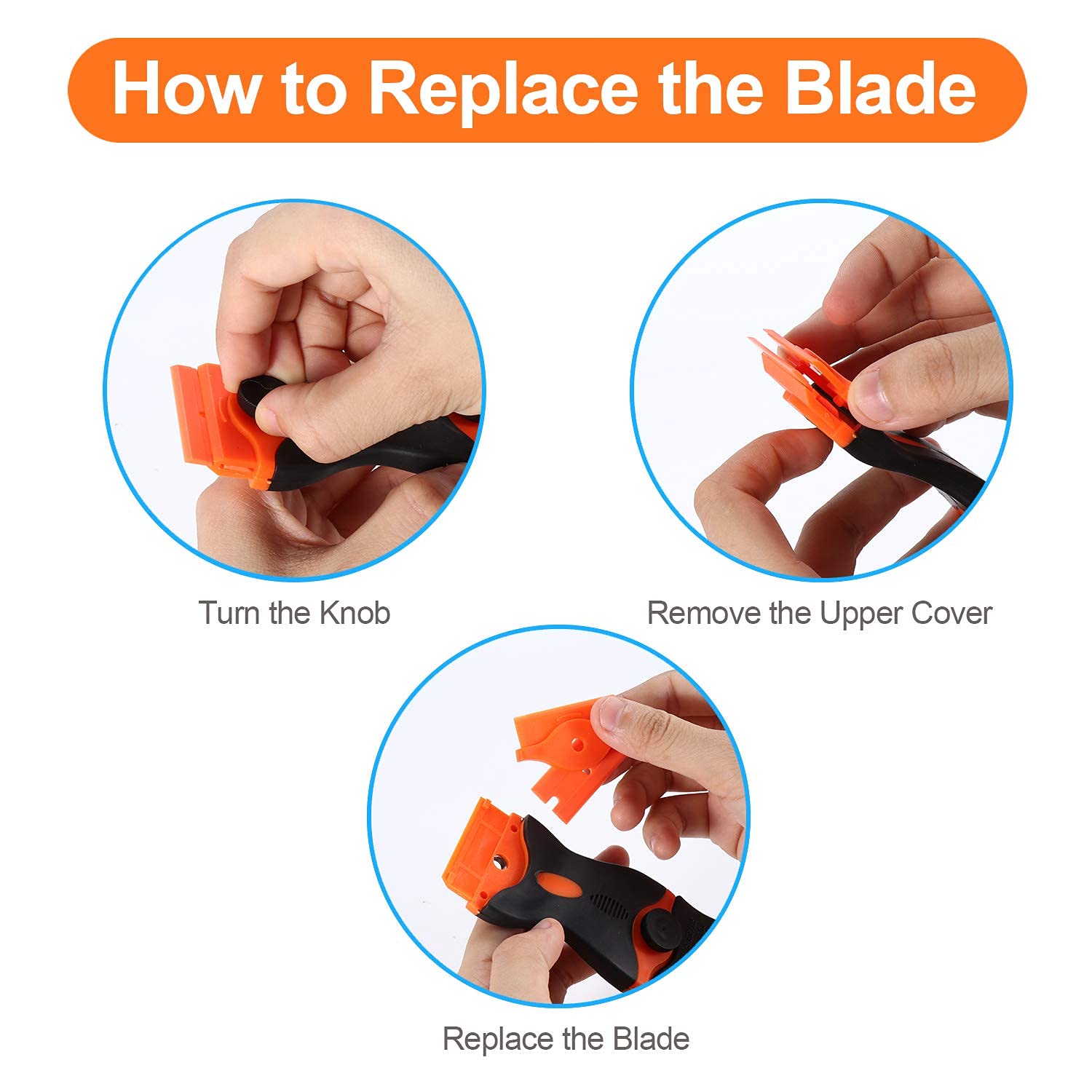 HASTHIP Glue Remover Machine 2 Pack for Stickers and Labels with 2-in-1 Scraper Tool featuring Ergonomic Handle and 20 Blades | Safe Storage Covers