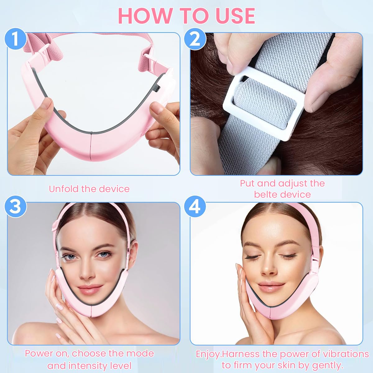 HANNEA® V Line Face Lift Massager, Blue Light Double Chin Reducer For Women - 6 Modes, Activate Skin Elasticity, Improve Double Chin, Portable - For Home, Office & Travel