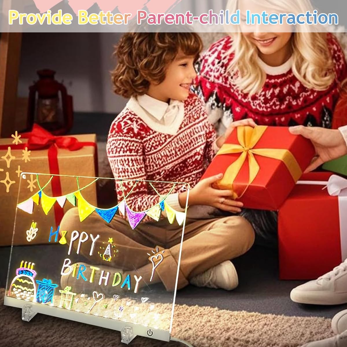 OFIFO LED Acrylic Writing Board for Home Office and Gifts featuring 7 Color Light 12x8 in