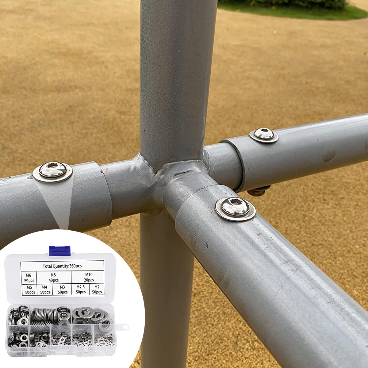 Serplex Stainless Steel Flat Washers Set for Screws and Bolts 360PCS with 8 Sizes | DIY Repair