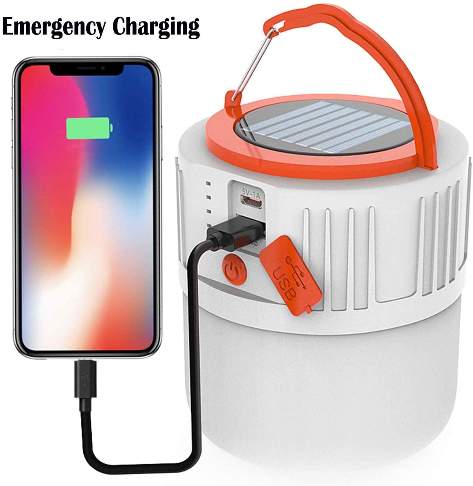 Verilux Emergency Lights Rechargeable 2400mAh Power Bank Solar Light for Home Remote5 Light Mode with 360-Degree Lighting USB Rechargeable Camp Tent Light with Hanging Hook for Office Home Workshop Warehouse