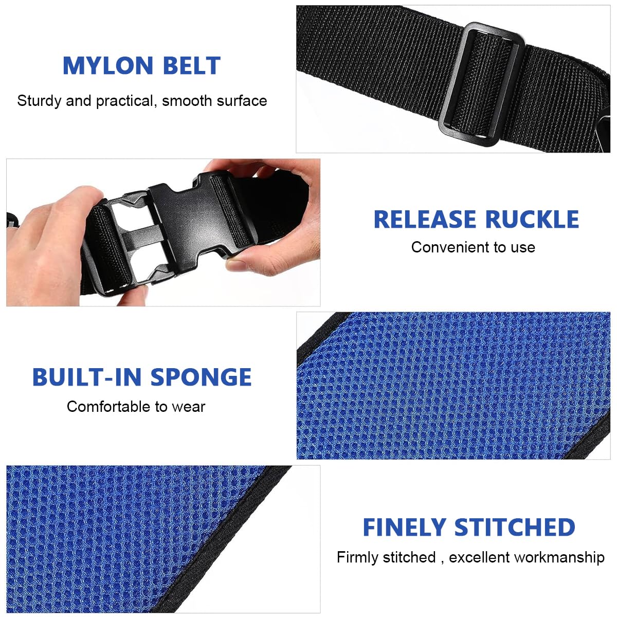 HANNEA Wheelchair Seat Belt for Elderly Safety with Quick Release Buckle and Padded Strap | Adjustable Mesh Nylon Harness for Manual and Electric Wheelchairs