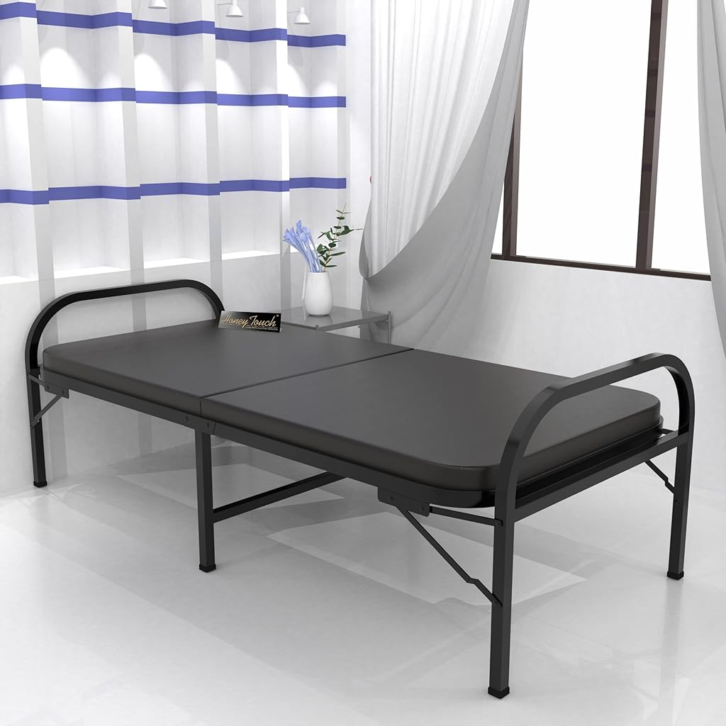 HASTHIP® Folding Bed with Backrest Simgle Folding Bed One-Piece Soft Mattress Design Compact Bed Easy Sleeping Bed for Home, Office, 75cm(H) x 186(L) cm