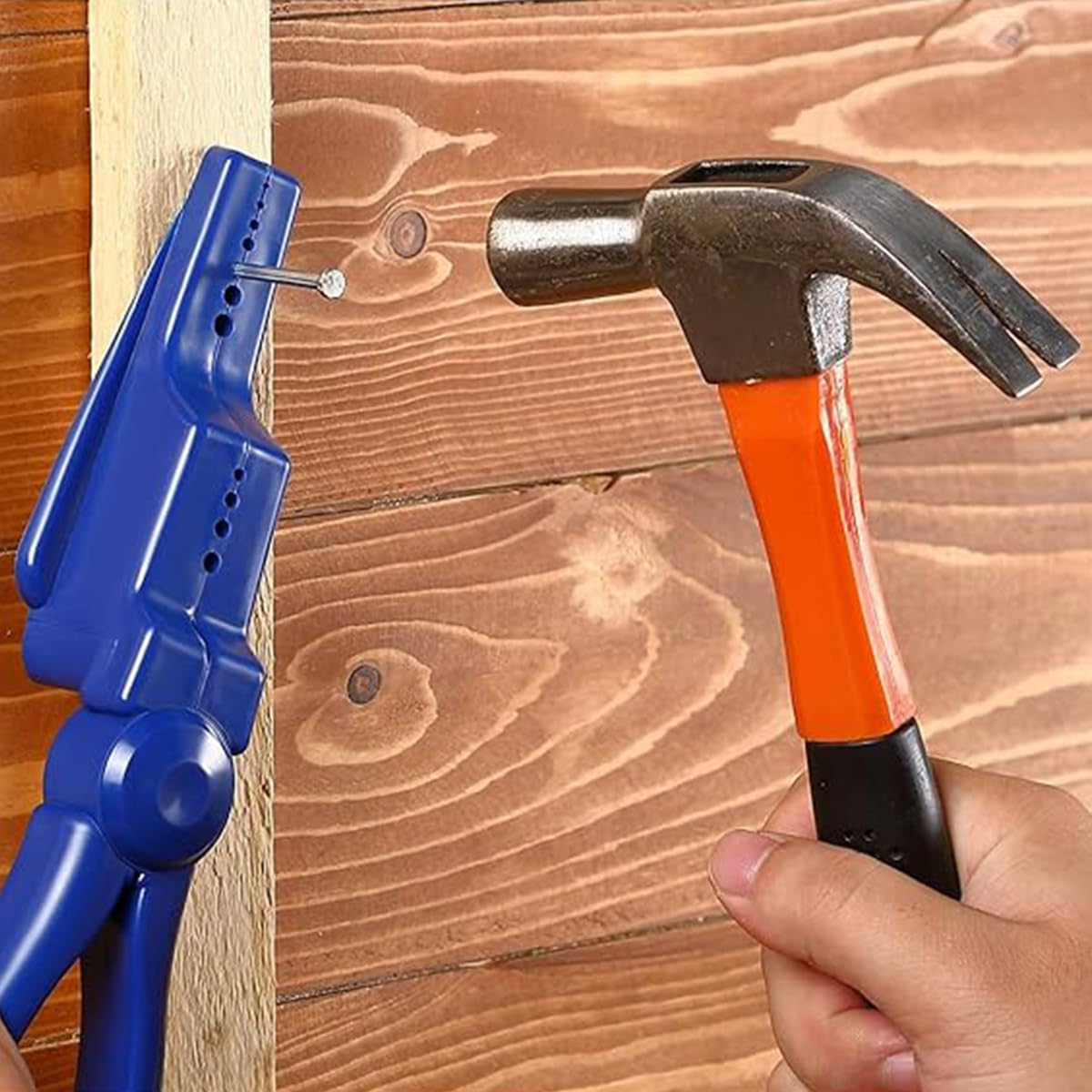 Serplex Nail Holder Plier for Hammering with 11 Size Slots and Finger Guard Safety | 2Pcs Set