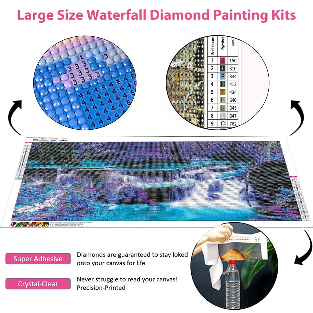 HASTHIP® 5D Diamond Painting Kit, 27.5 X 15.7inch Large Size Waterfall Diamond Painting Kits for Adults, Art Diamond Painting for Home Wall Decor