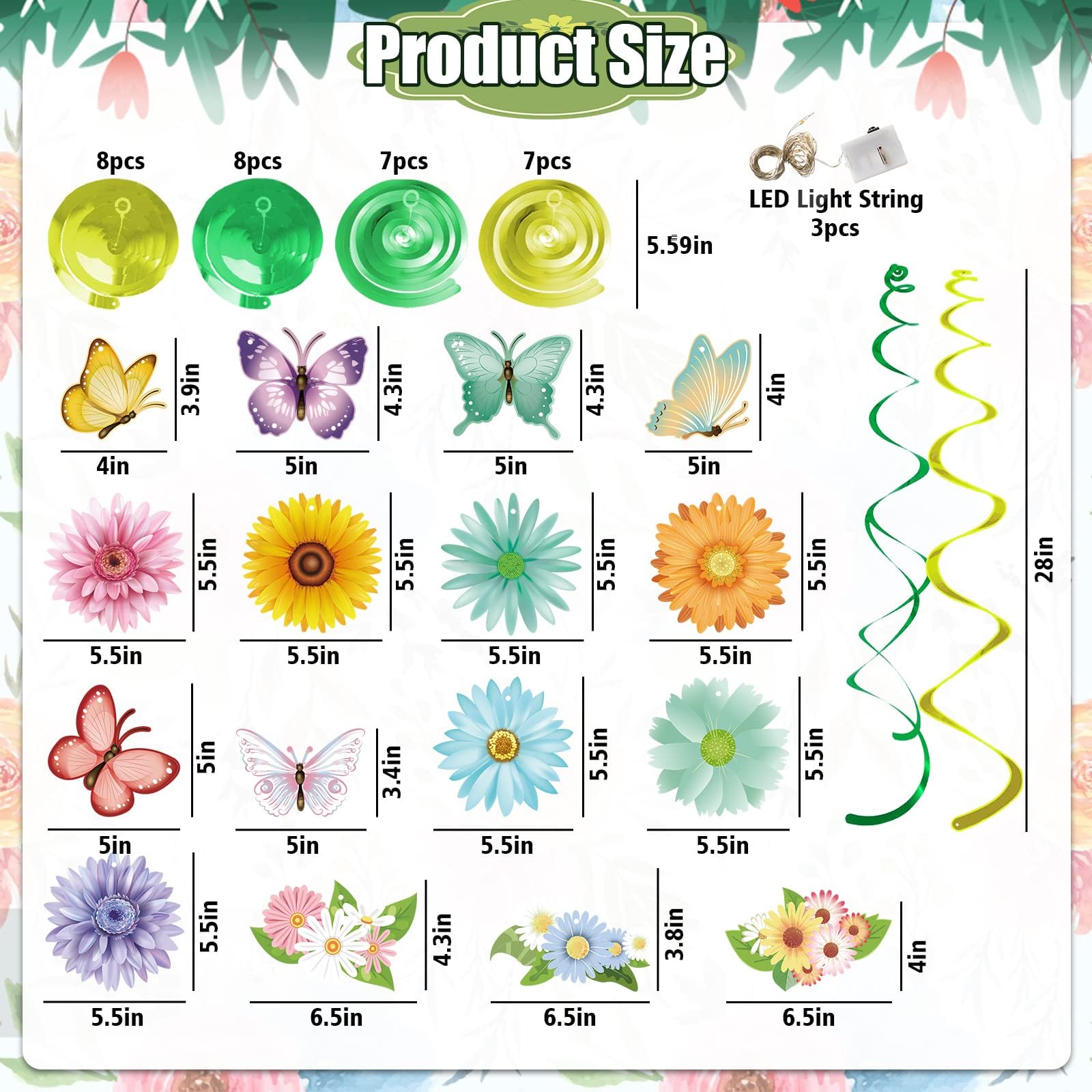 PATPAT Sunflower Party Decorations for Summer Events with 24Pcs Hanging Swirls featuring Metallic Foil and Paper Designs | Ideal for Birthdays and Baby Showers
