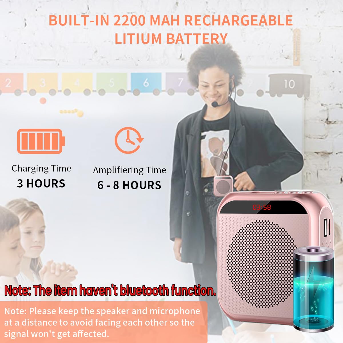 ZORBES Portable Mini Voice Amplifier for Teachers and Guides with 10W Speaker 2200mAh Battery Pink