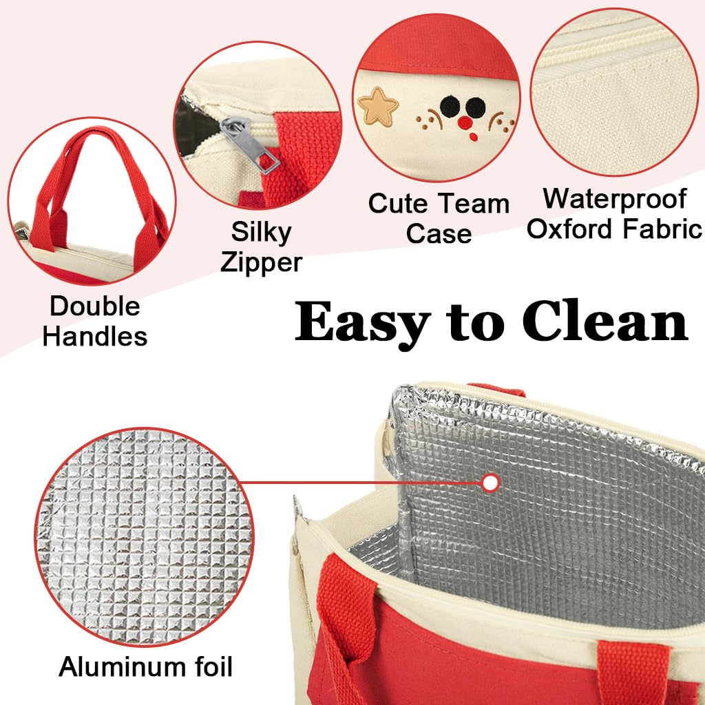 HASTHIP Cartoon Lunch Bag for Office and Picnic with Waterproof Liner and Reinforced Handles | 9.5L Red Thermal Bento Box