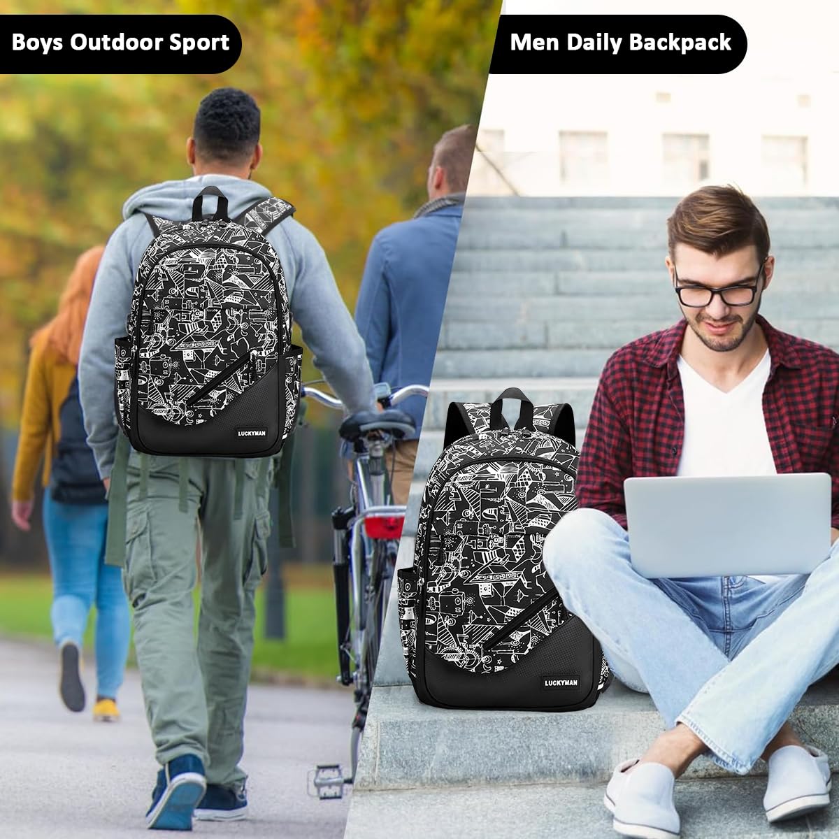 GUSTAVE Backpack for College and Travel with 16-Inch Capacity and Dual Carry Options | Black Nylon