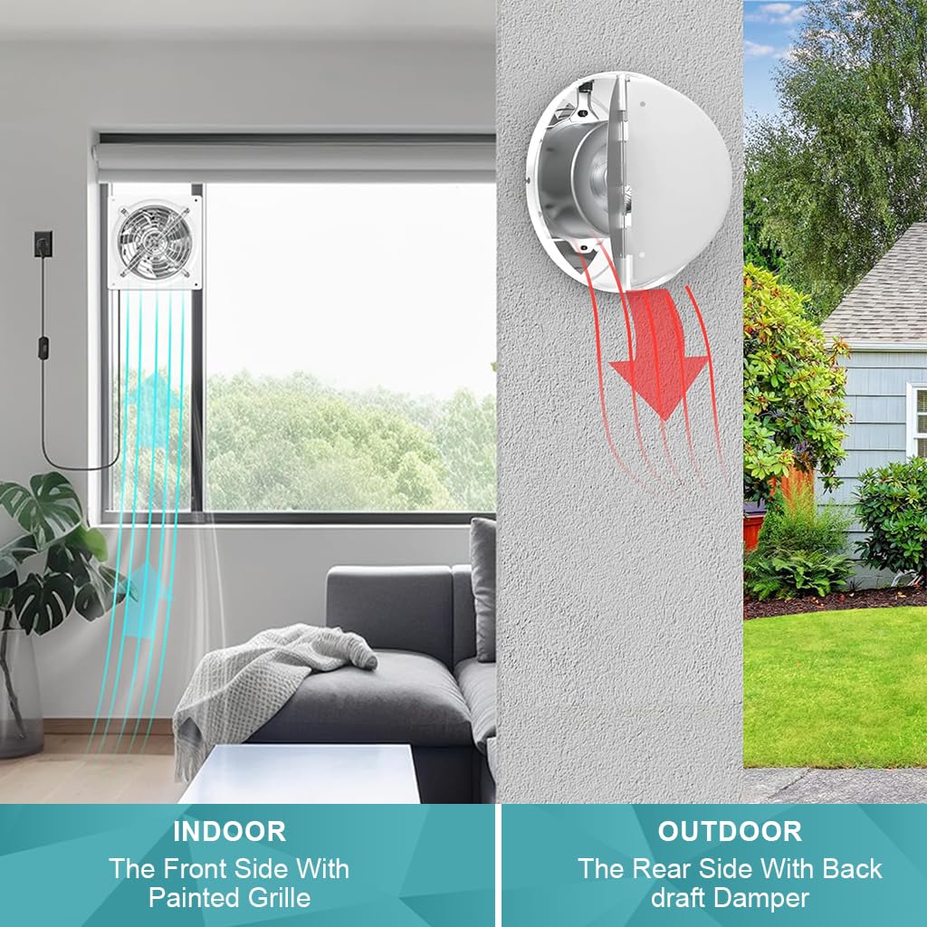 Supvox Kitchen Exhaust Fan for Wall Mounting with 6 in Turbo 7 Blade Design | Removable Cover