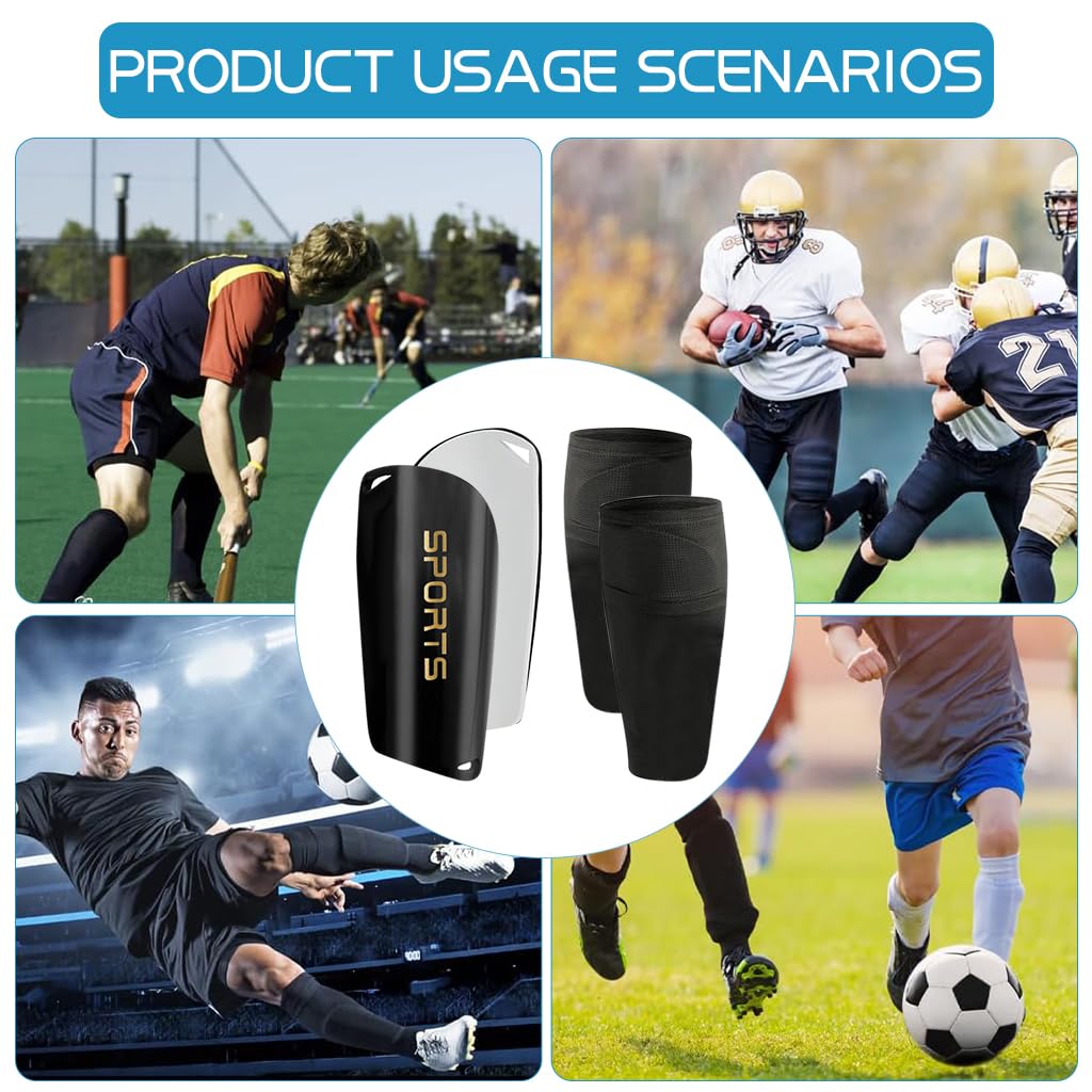 Proberos Football Shin Guards Set for Soccer and Rugby with EVA Cushioning Sleeves M 3pcs