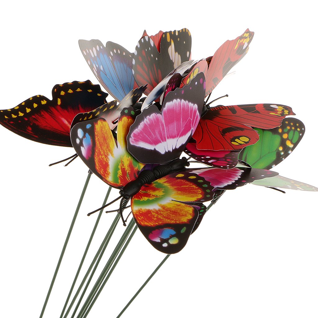 HASTHIP Butterfly Garden Stakes for Outdoor Decor with Flexible Metal Wires and 20 Pcs | Lifelike Plastic Butterfly Ornaments