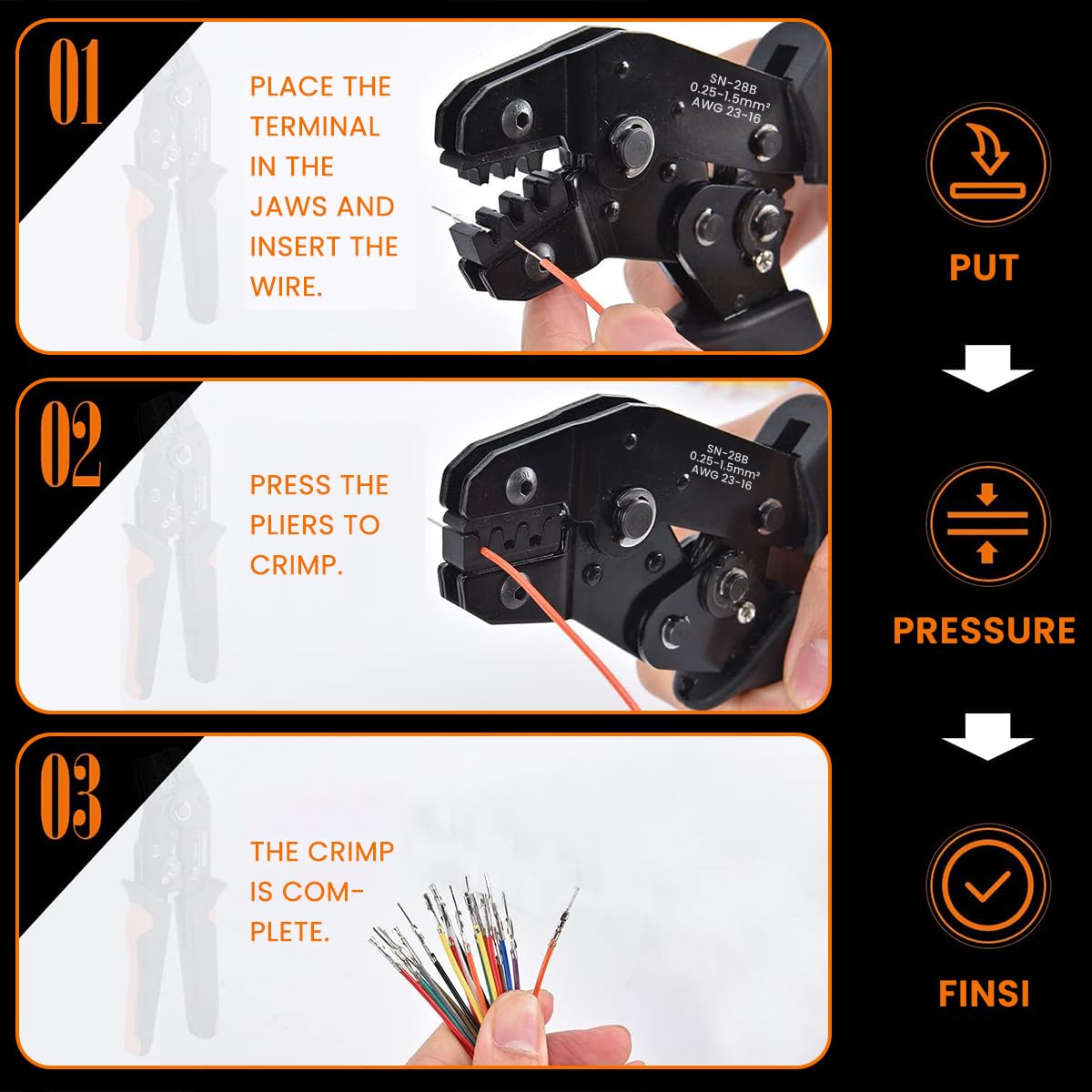 HASTHIP Wire Crimping Tool Set with 4650 pcs Dupont Connectors and Ergonomic Handle for 23–16AWG