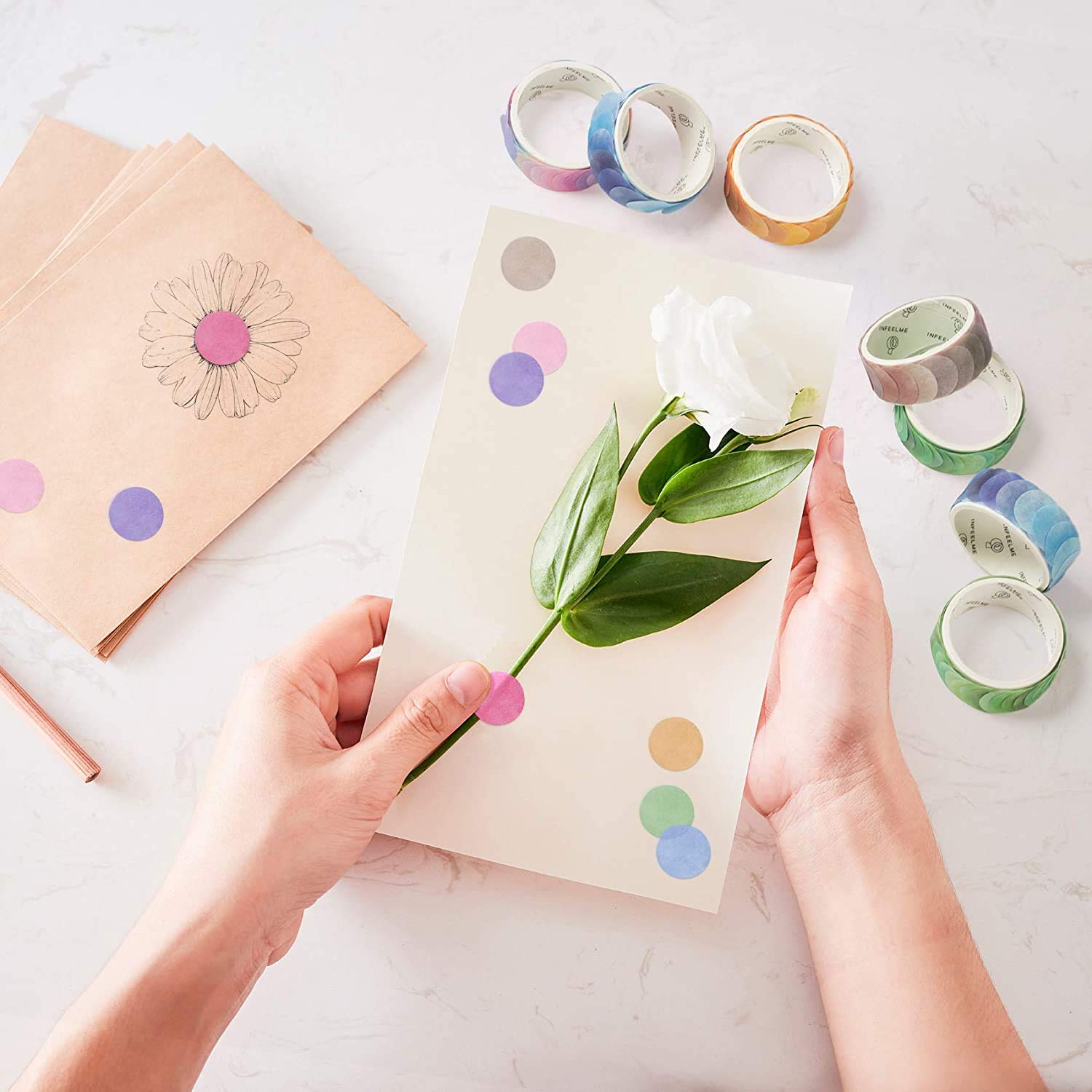 HASTHIP Washi Tape for Scrapbooking and Diary Planner featuring 4 Rolls and 200 Petals/Roll