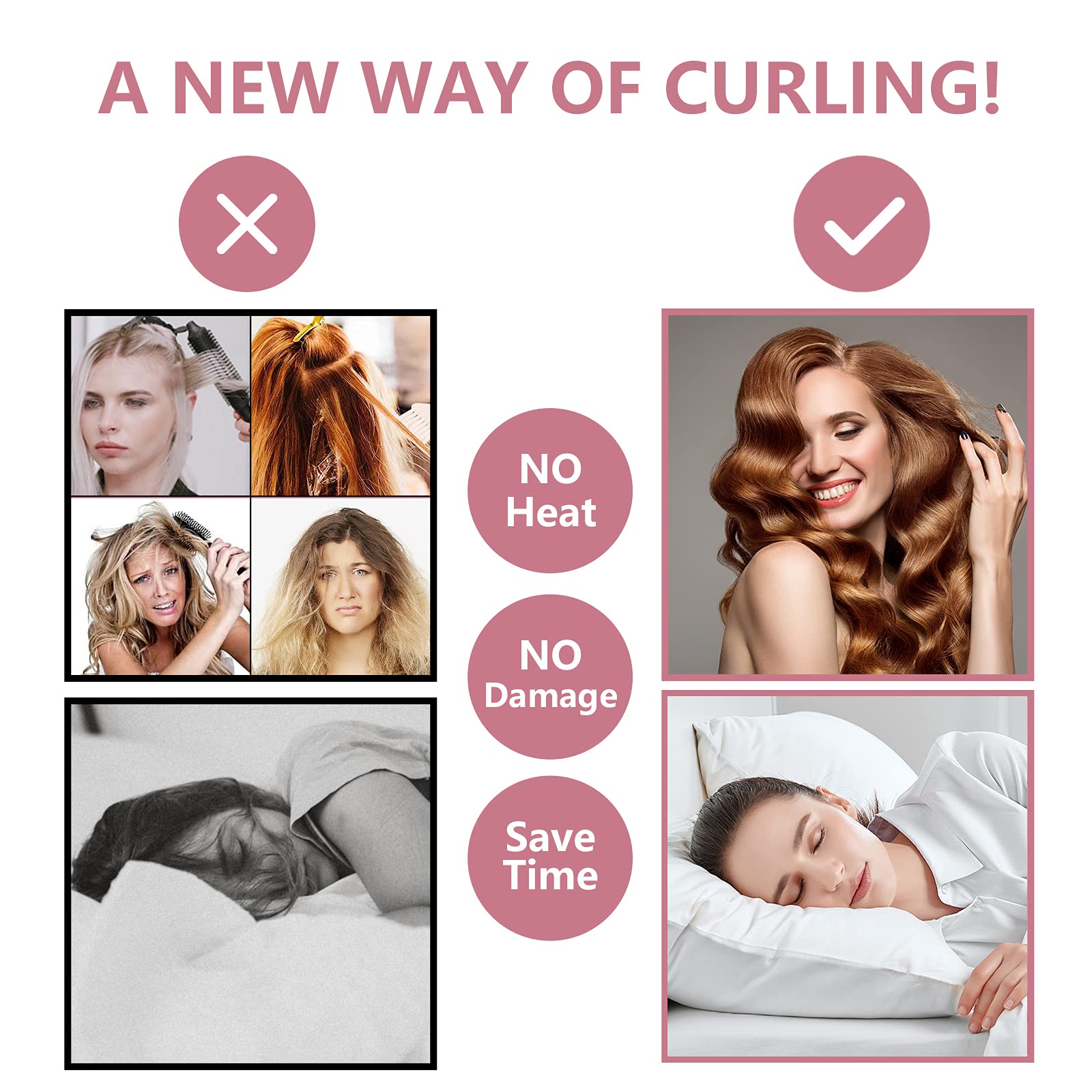 HASTHIP Hair Curlers for Women Long Hair with Soft Cotton Headband | Heatless Sleep Styling Tool