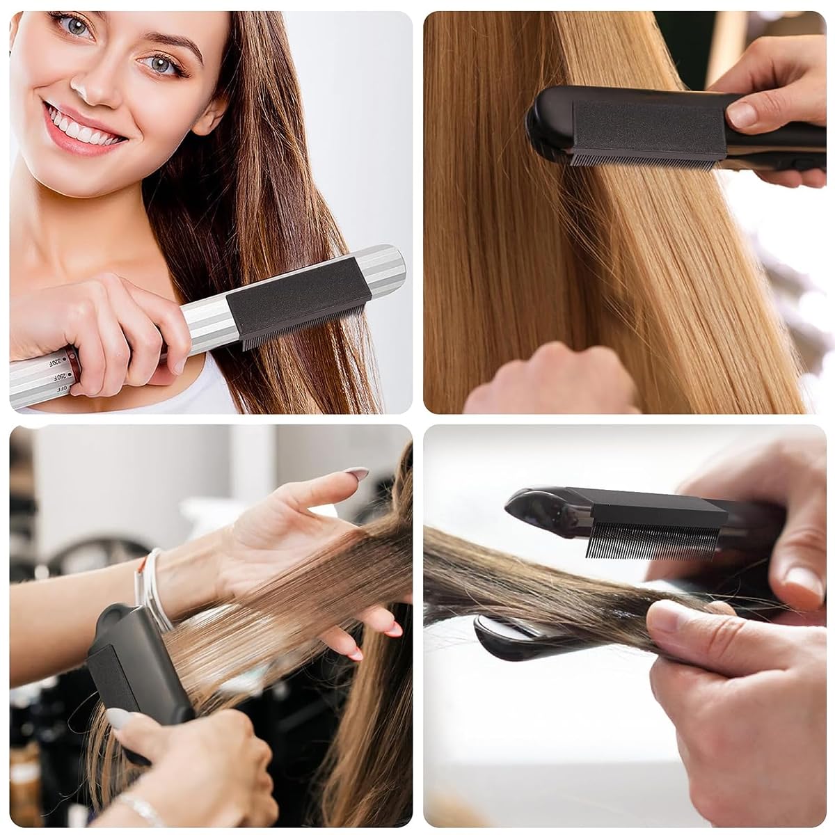 HANNEA Flat Iron Comb Attachment for Hair Straightening | 3.66×1.26×1.34 in Self-Adhesive Nylon Clip