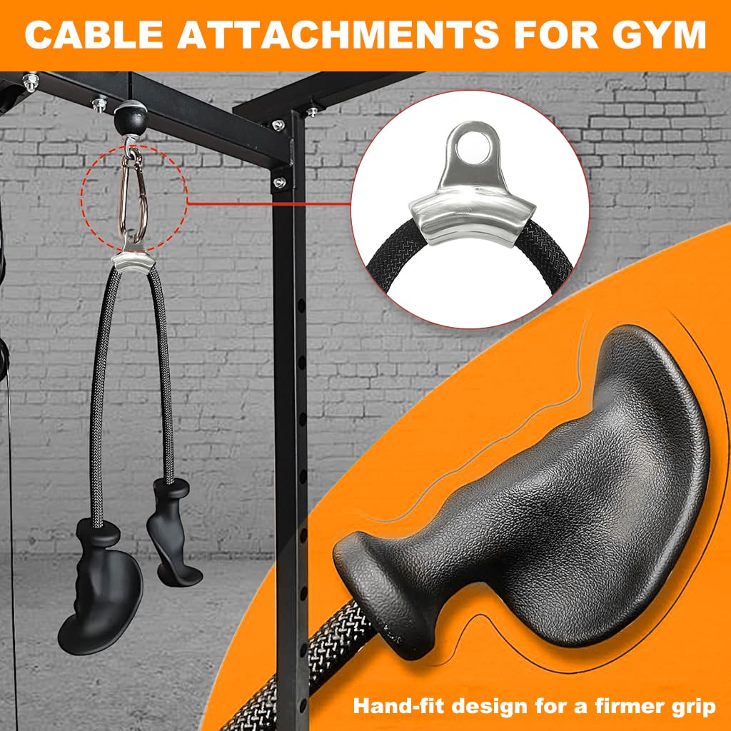 Proberos Tricep Rope Pull Down Attachment for Cable Machines with Ergonomic Grips | Ideal Home Gym Pulley Accessory