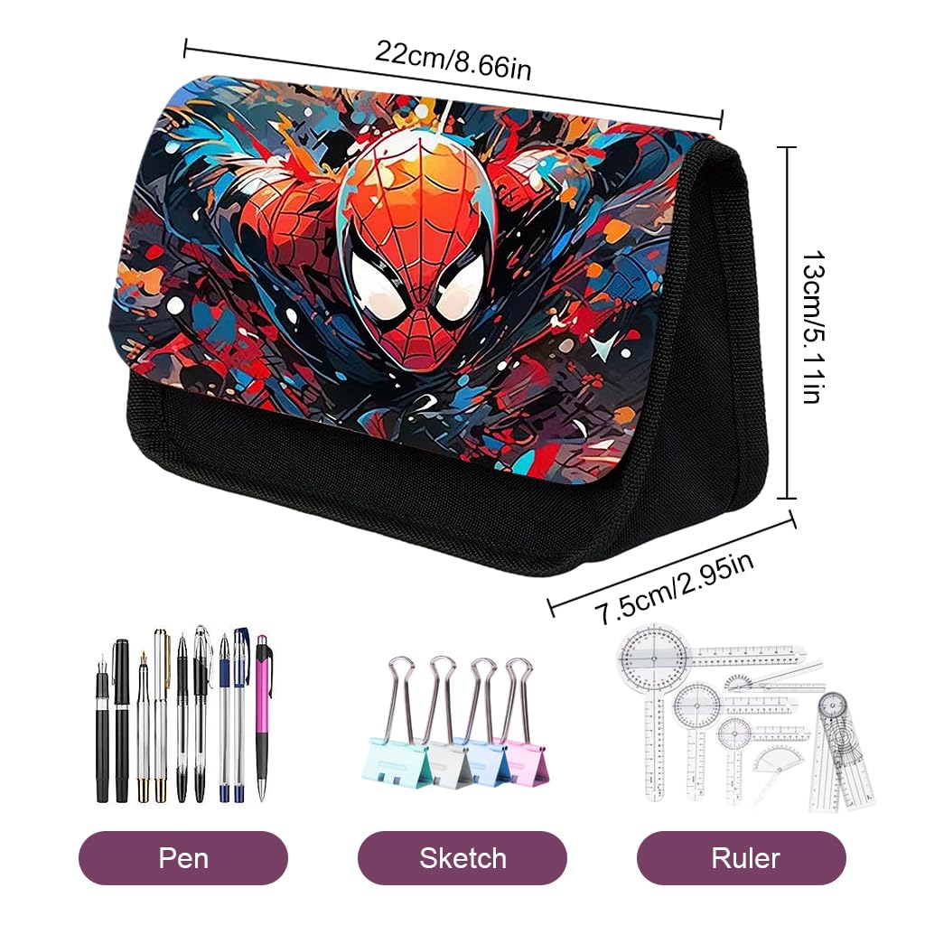 Climberty Spiderman Pencil Case for Students with Double Zipper 22×7.5×13cm Polyester | Red