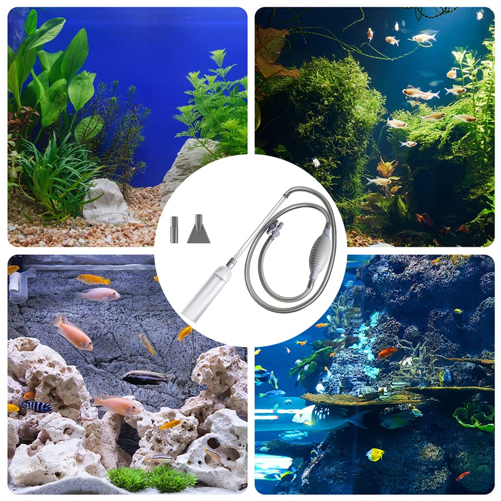 Qpets Fish Tank Cleaner Siphon for Changing Water and Removing Debris | 2.6M Manual Gravel Pump 2PCS