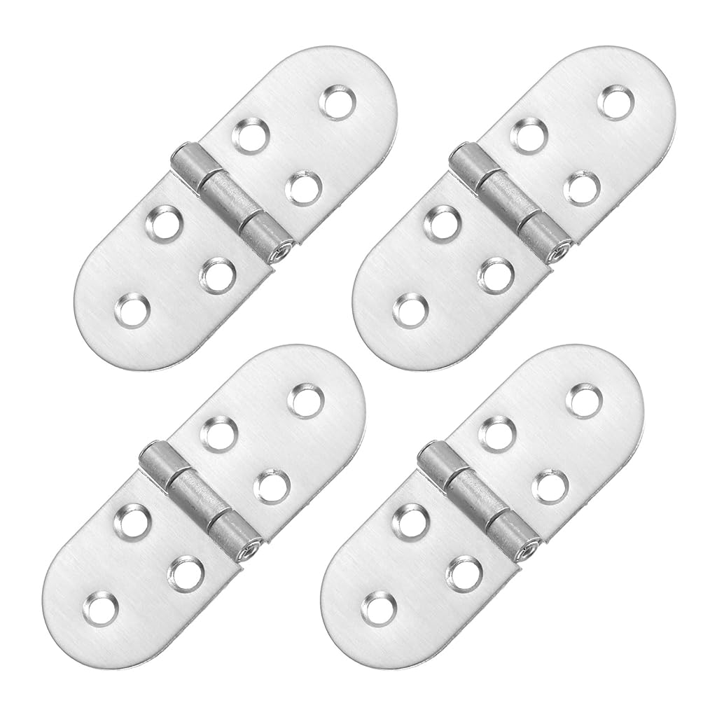 Serplex® Folding Table Hinge, 4pcs Stainless Steel 270 Degree Round Edge Sewing Machine Table Butler Tray Hinges for Cabinet Desk Drawer Door Furniture (Silver, 3.2 x 1.2inch)