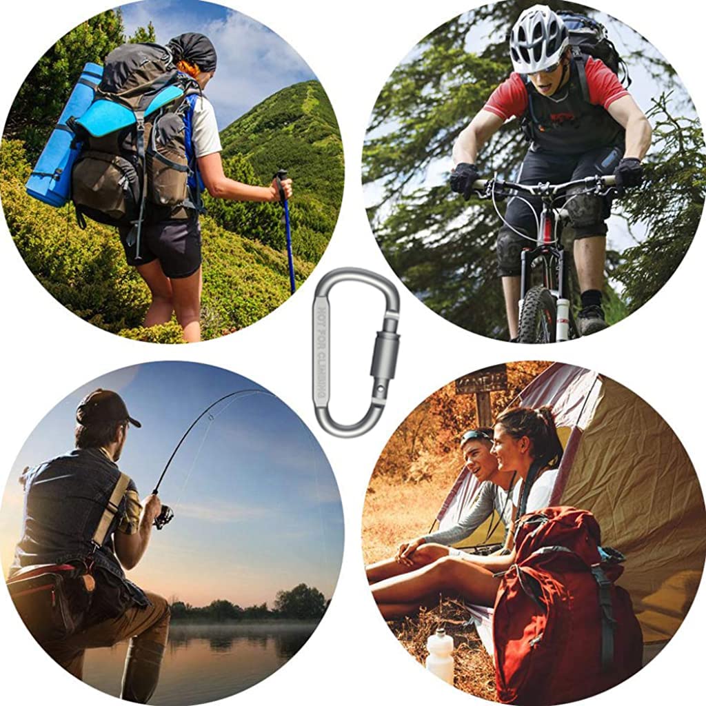 Proberos Carabiner Clip for Outdoor and Travel featuring Screw Lock 6pcs 3.1in Aluminum | Keychain Hook