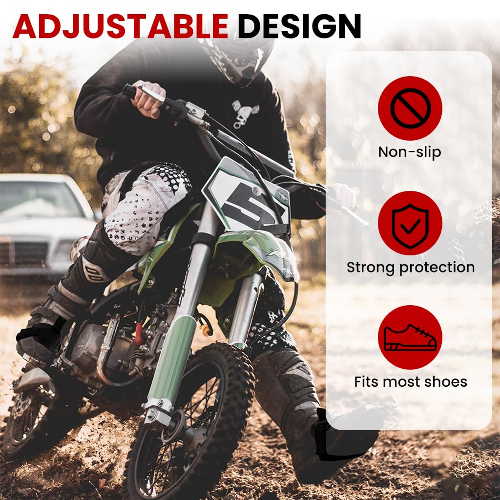 STHIRA Motorcycle Gear Shift Pedal Pads 2Pcs with Adjustable Hook and Loop Closure | Textured Anti‑Slip Rubber Protectors for Secure Foot Grip