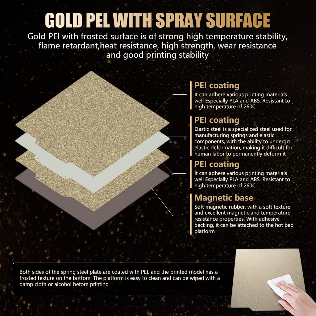 Serplex 3D Printer Heated Bed Build Plate for Anycubic Kobra | 230x230mm Double-Sided PEI Steel