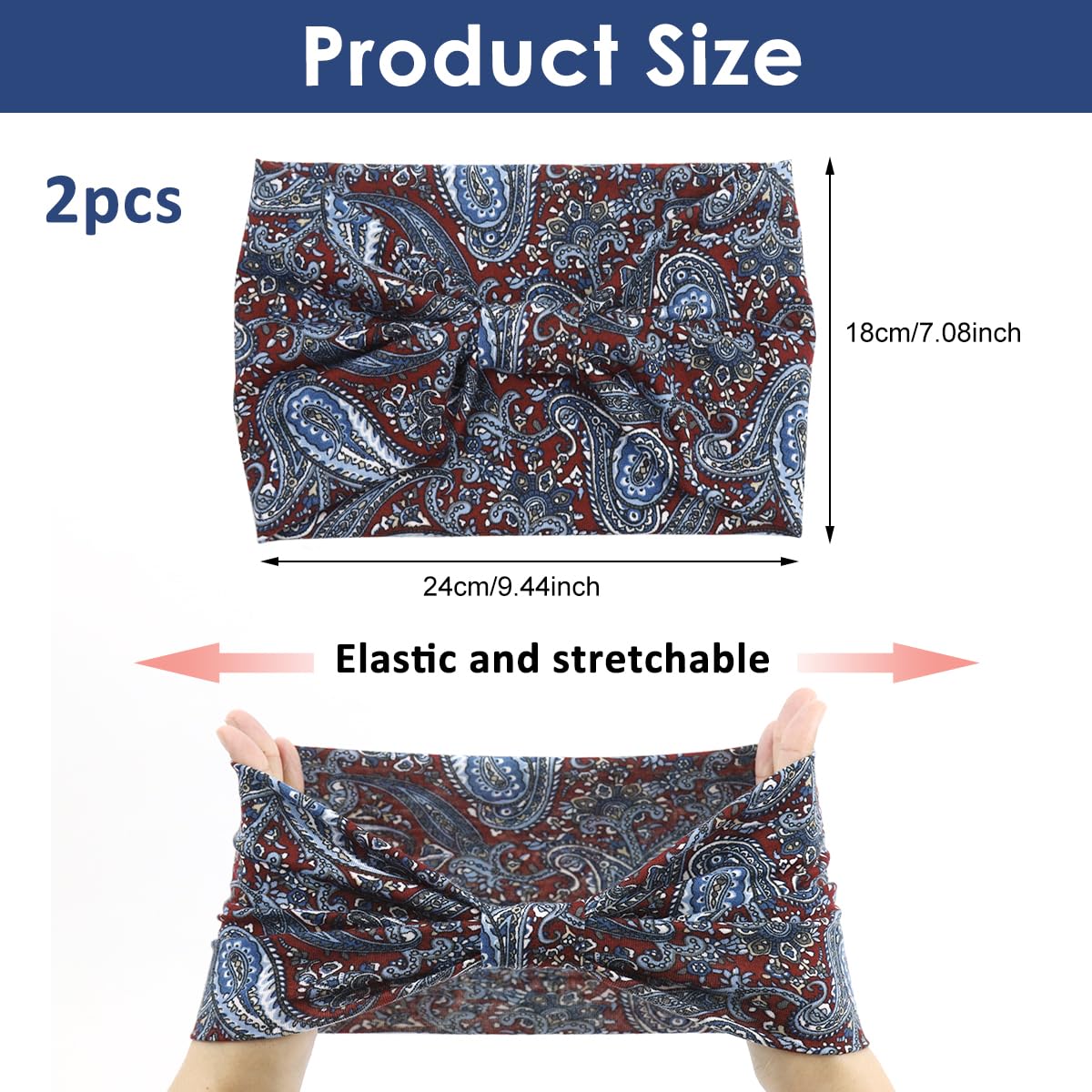 MAYCREATE Sport Headbands for Women with Quick Dry Moisture Wicking Fabric | 6PCS Boho Stretchy Pre Tied Bands for Yoga and Running