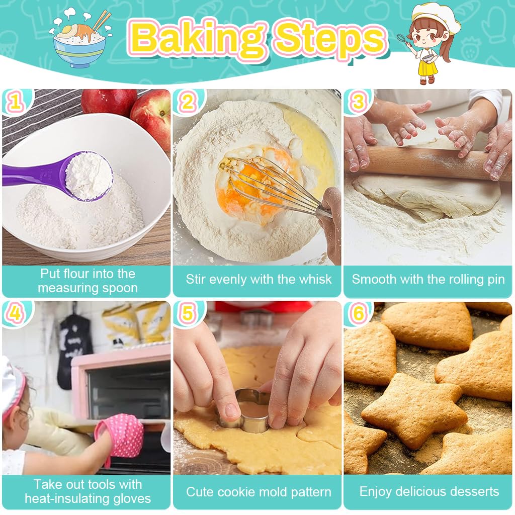 HASTHIP Kids Baking Set for Creative Cooking with 15Pcs Tools and Unicorn Apron | Gift for Girls and Boys