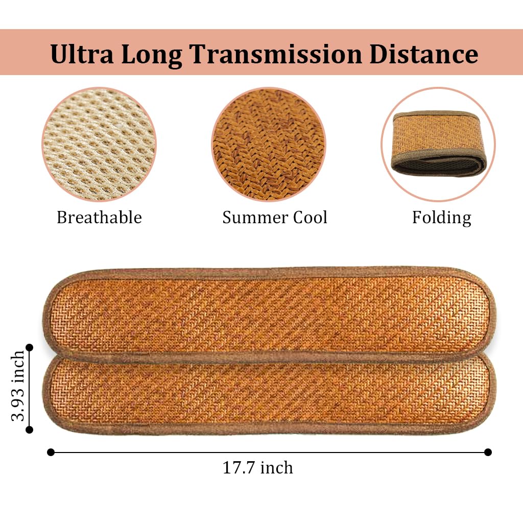 HASTHIP Office Chair Armrest Covers 10x45cm with Tie Up Design Natural Rattan for Summer Comfort | Rustic Dust Protection