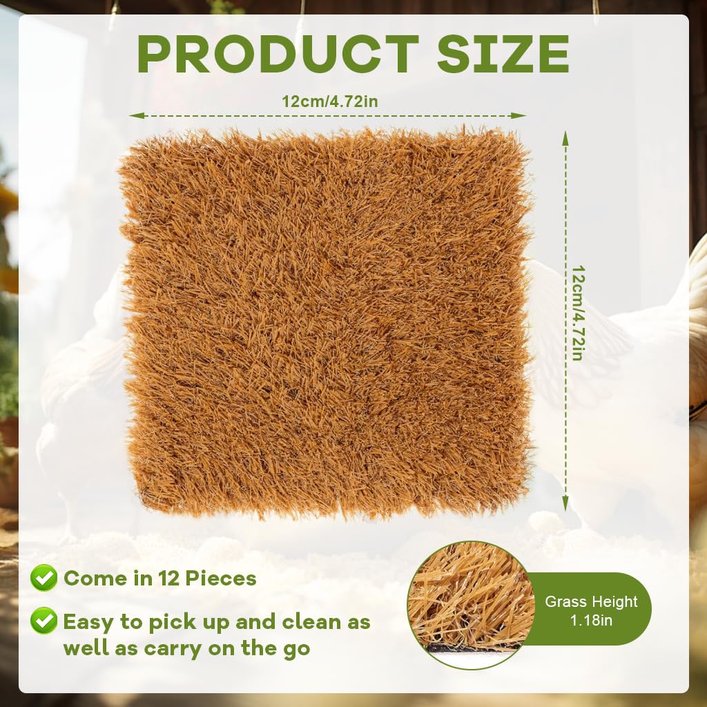 HASTHIP Chicken Coop Mat for Nesting Boxes with Non Slip Backing 12cmx12cm | Reusable Grass Surface