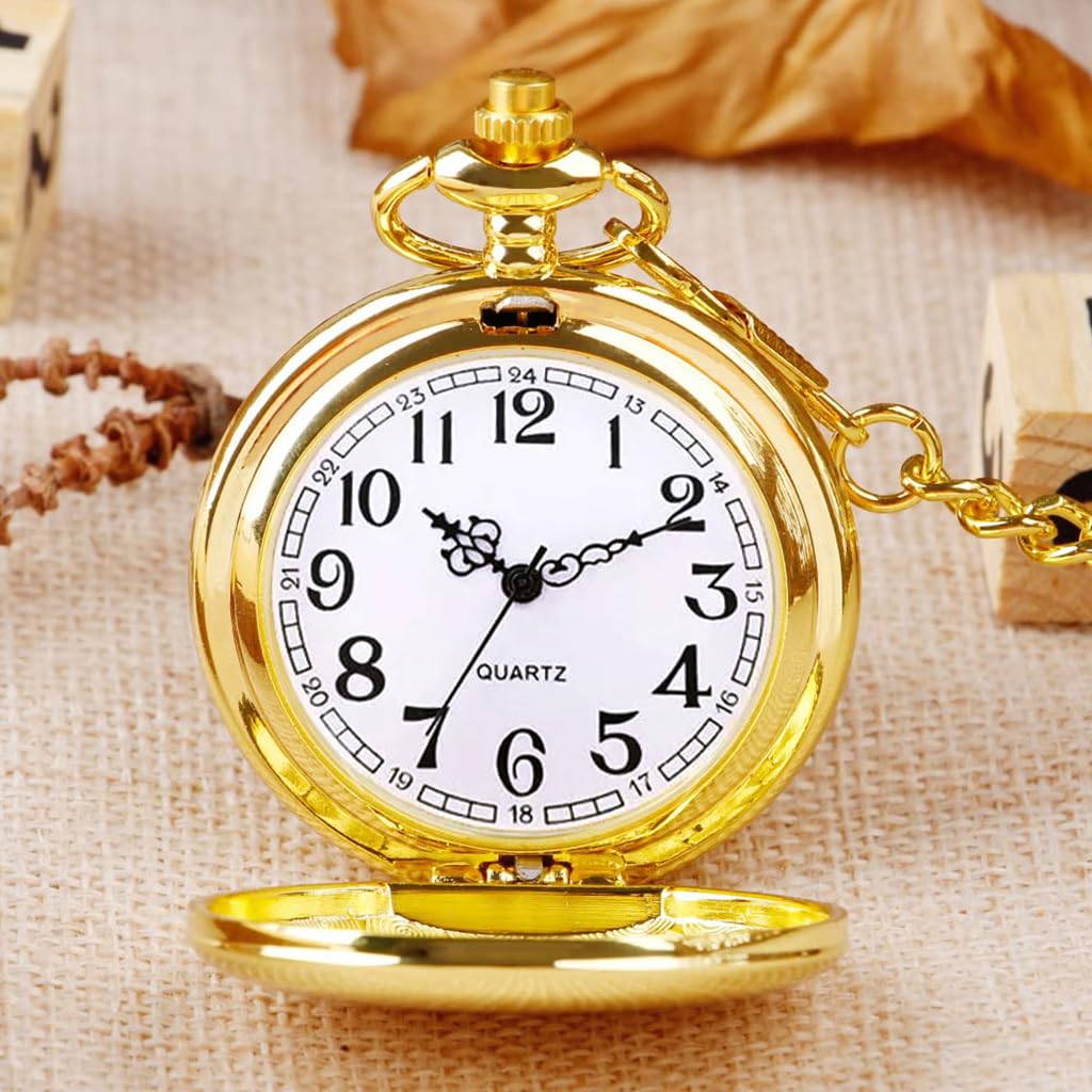 Zibuyu Pocket Watch for Men featuring Roman Numerals and 4.6 cm Dial | Golden Alloy Gift