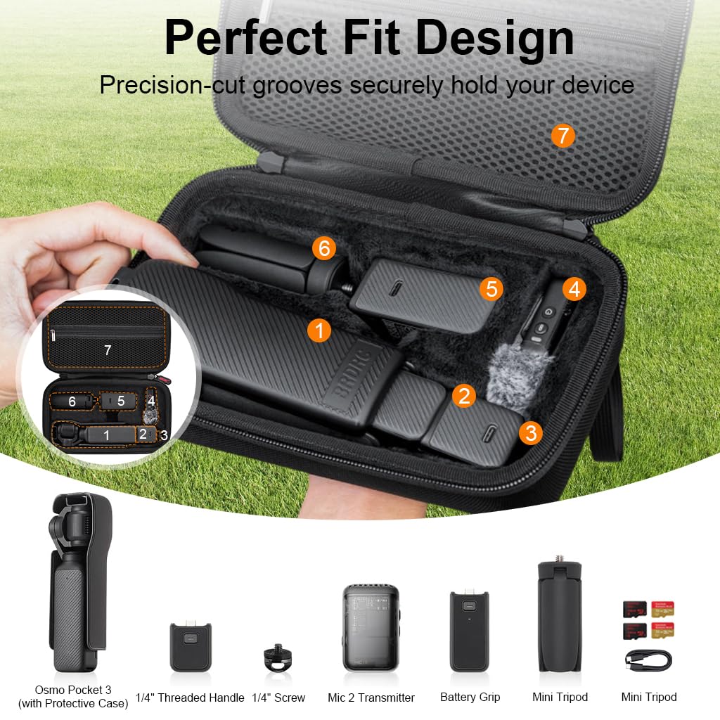 ZORBES Osmo Pocket 3 Case for Travel with EVA Hard Shell and Soft Plush Lining | Portable Storage Bag