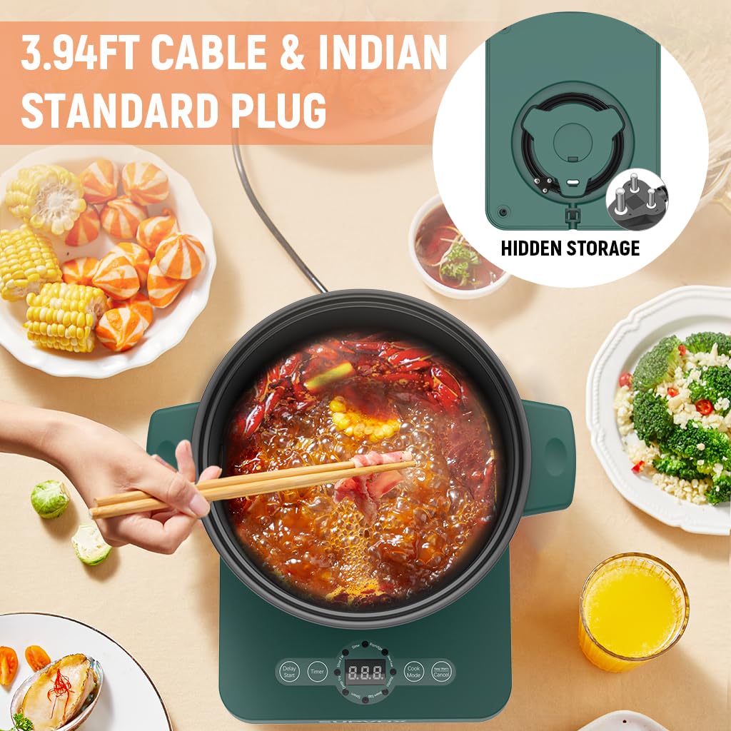 Supvox Pot and Radiant Cooker with 650W Power and 8 Smart Menus | 1.5L Non-stick Steamer