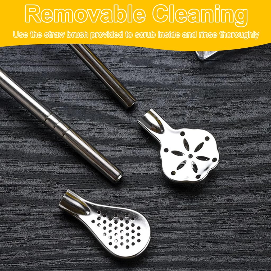 Supvox Reusable Straws for Smoothies and Milkshakes 7 in 2 Pack with Detachable Scoop Heads