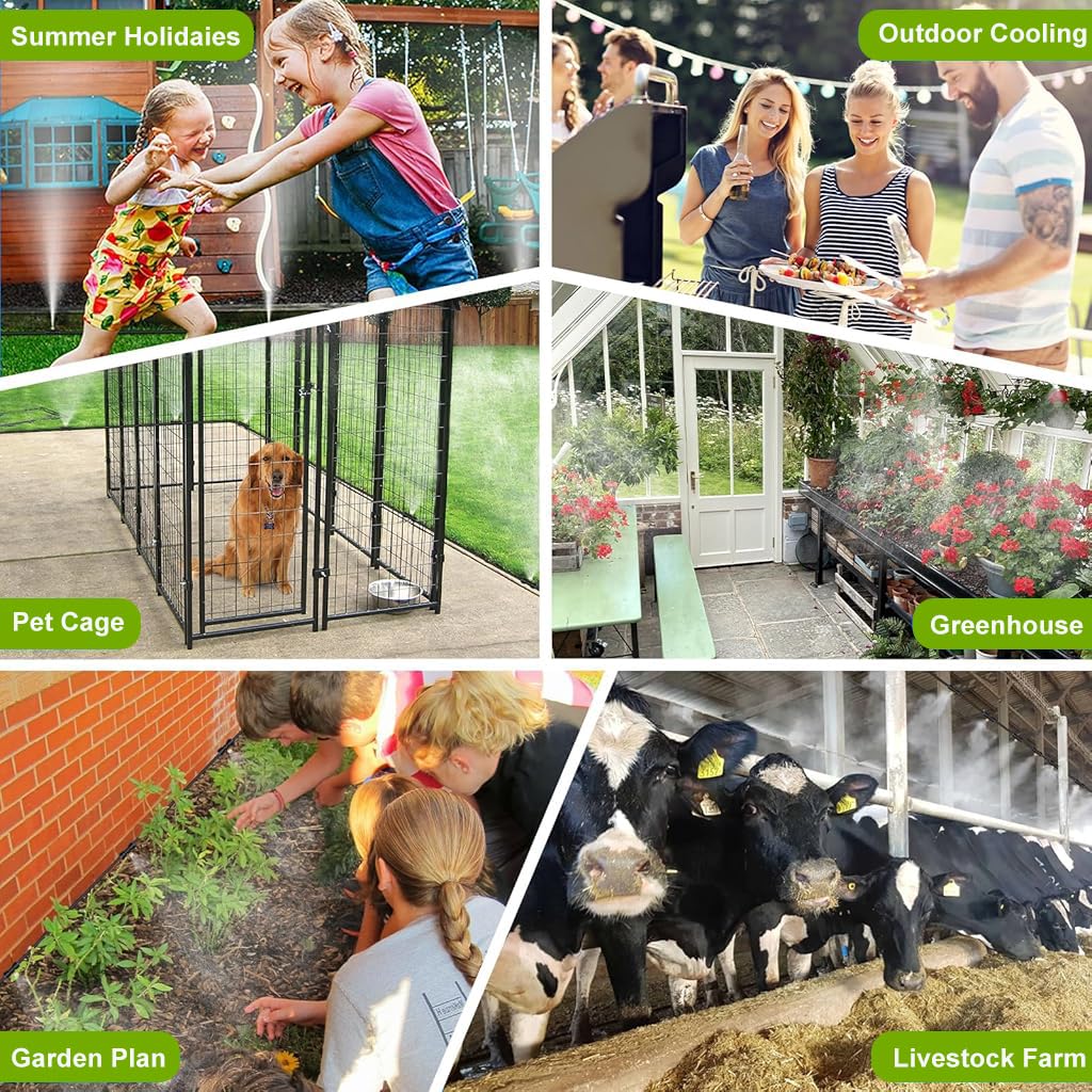 HASTHIP Cool Mist Spray System for Patio and Garden with 26ft PE Tubing and 8 Nozzles
