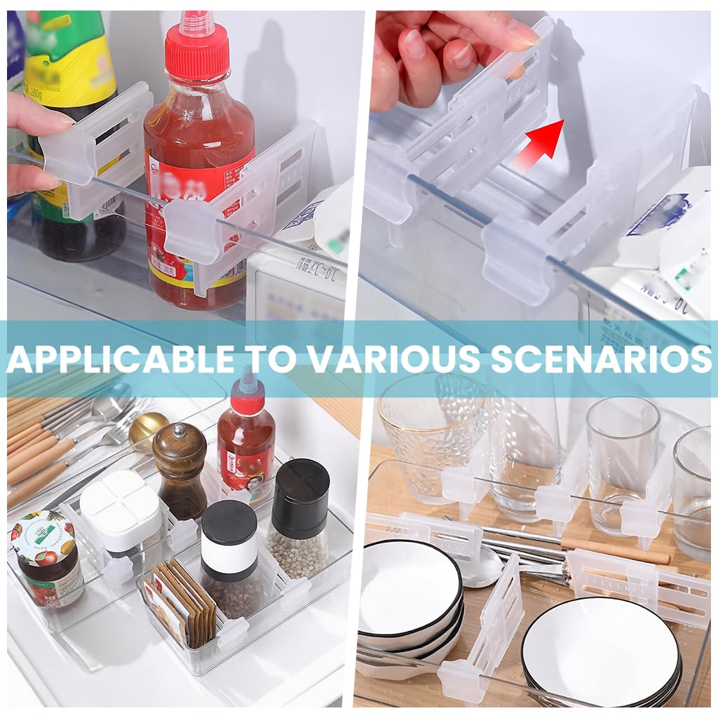 ZIBUYU Refrigerator Door Organizer for Kitchen Storage with Adjustable Dividers 8 Pack