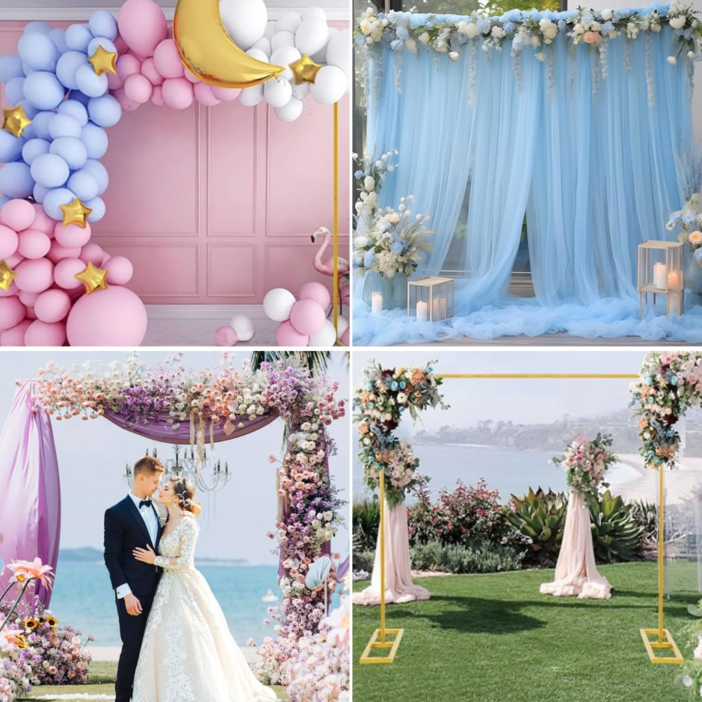 Supvox Wedding Arch Backdrop Stand for Parties and Ceremonies with 9.8 ft Iron Frame | Golden Adjustable Design