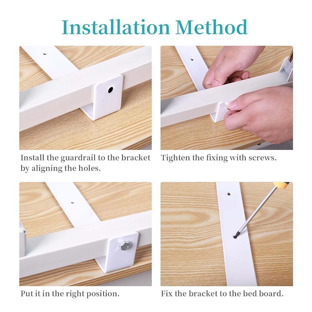 HASTHIP® Folding Bedside Handrail, Support Handrail Easy Access & Fall Prevention Stainless Steel Bed Guard for Baby, Elderly and Patient Safety, 68x40cm