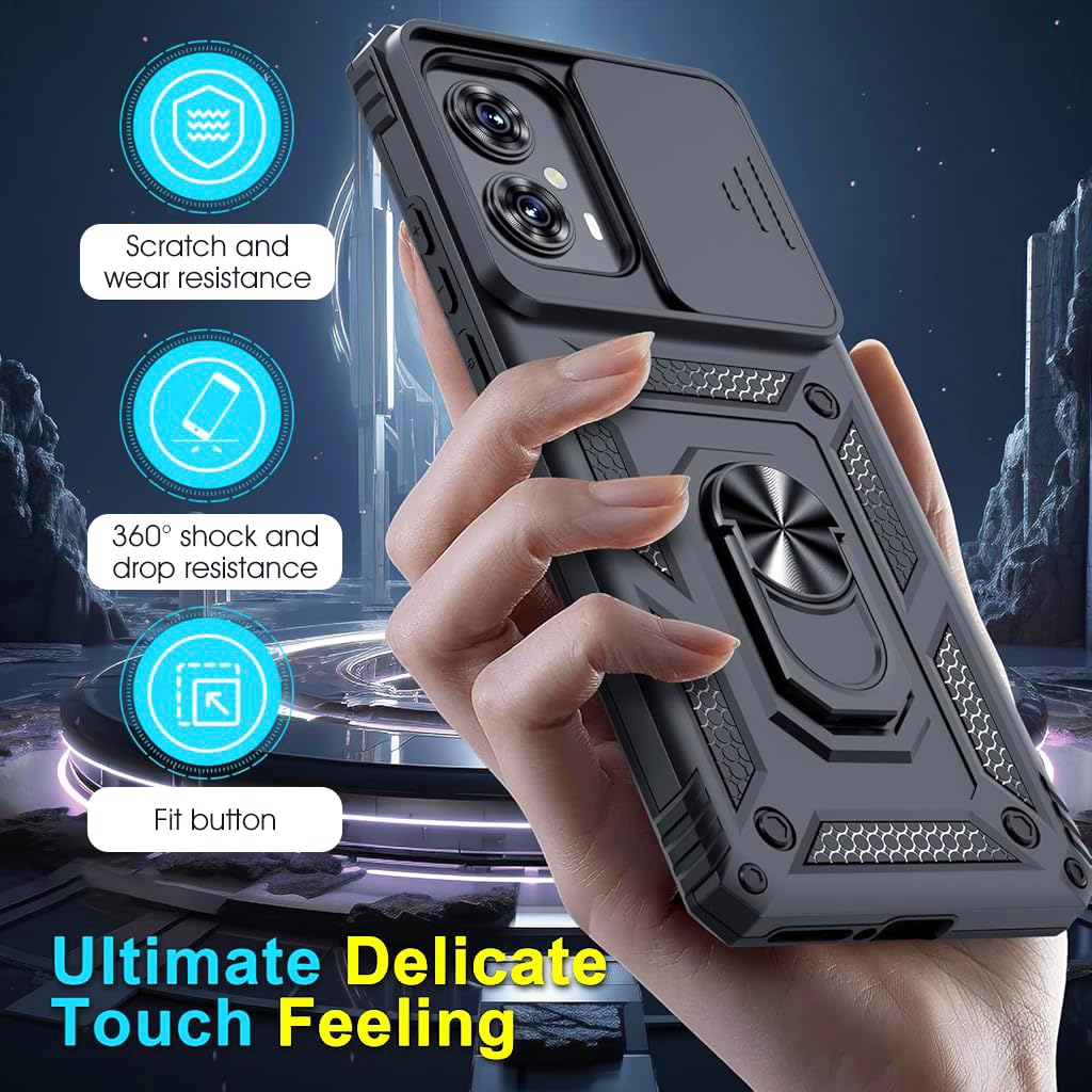 ZORBES Phone Case for Motorola Moto Edge 50 Fusion 5G 2024 with Magnetic Ring Kickstand | Shockproof Black Cover