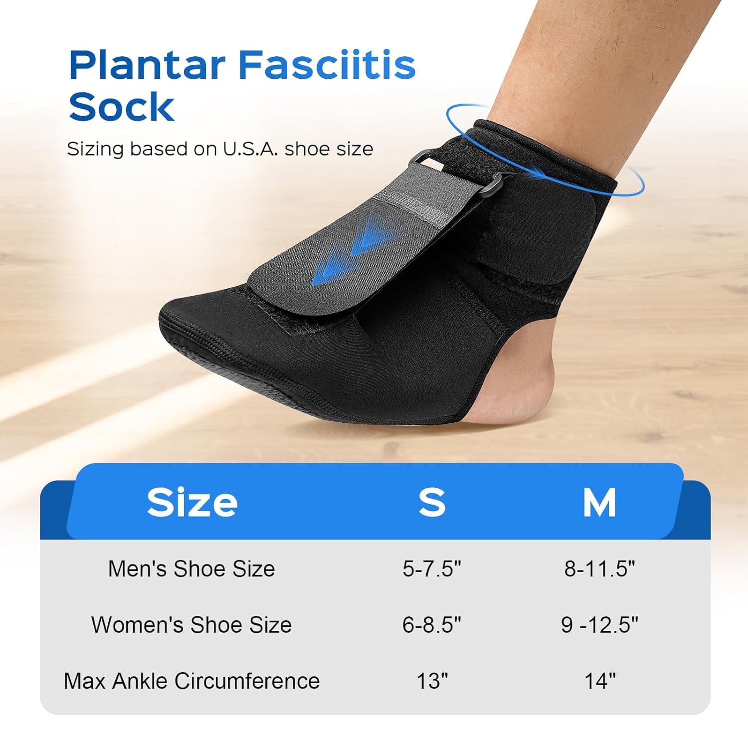 HANNEA® Ankle-foot Orthosis, Foot Drop Splint Adjustable Ankle-foot Orthosis Wearable Night Splint for Improve Foot Drop Gentle Foot Support for Pain Relief and Healing, Size M