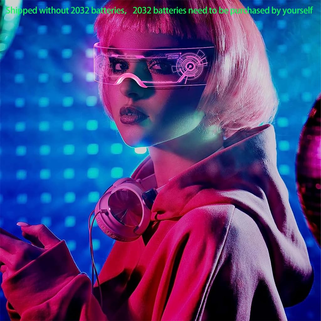 PATPAT LED Glasses for Party with 7 Color Light Display and Cyberpunk Design | USB Rechargeable