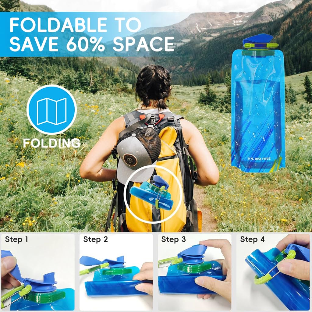 ZIBUYU Water Pouches 700ml for Running and Hiking with Quick Release Buckles | Leak Proof Refillable Bottles