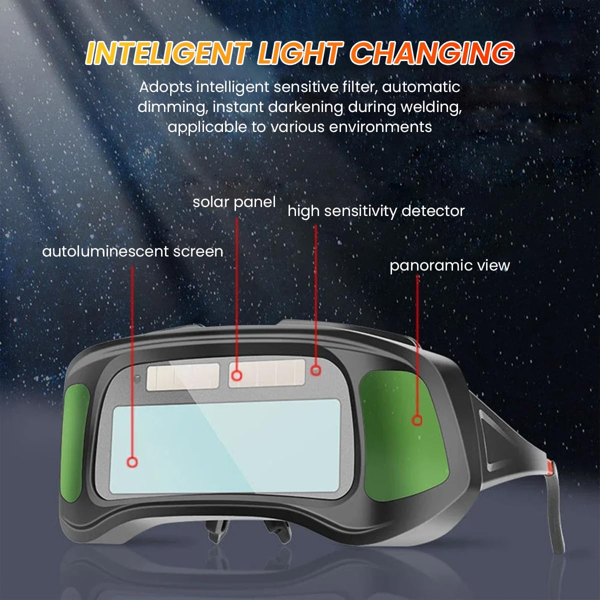 Serplex® Auto-darkening Welding Goggles, HD Lens Welding Eyewear 0.01 Milliseconds Highly Responsive Protective Glasses Heat Resistant UV Proof Outdoor Indoor Auto-darkening Welding Goggles